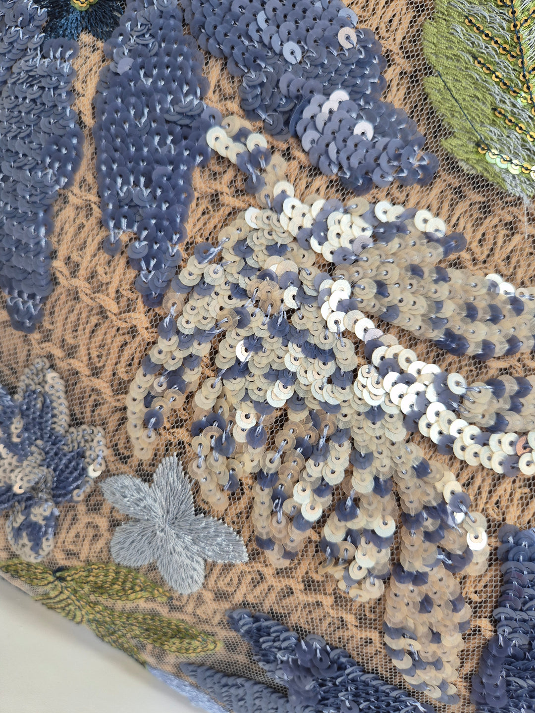 Floral Sequins Clutch Wristlet Bag - Blues