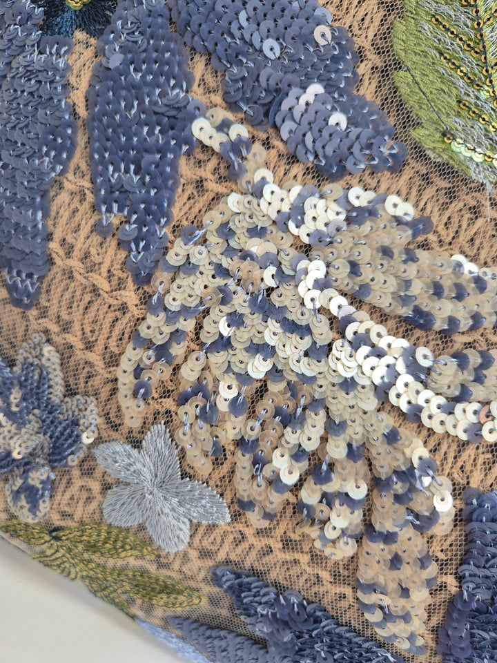 Floral Sequins Clutch Wristlet Bag - Blues