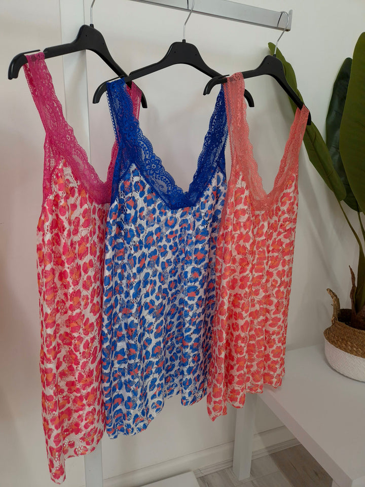 Linzi Lace (Floral) Cami Top (Curvy) - (choose your Colour)