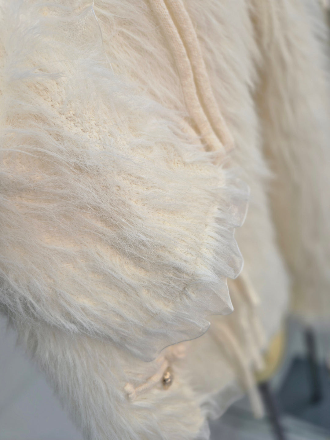 Oslo Fluffy Baroque Buttoned Cardigan - Cream (One Size, fitting from Size 10 up to Size 16)
