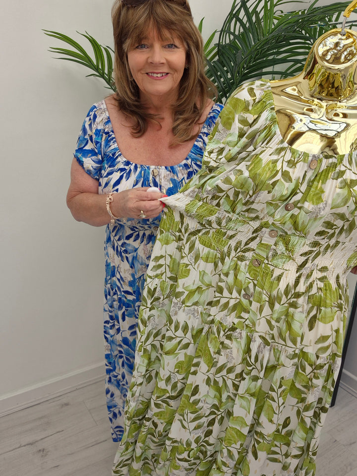 Sicily Magic Bardot Dress with Metallic Gold Foil - (choose your Colour) - One Size/Curvy