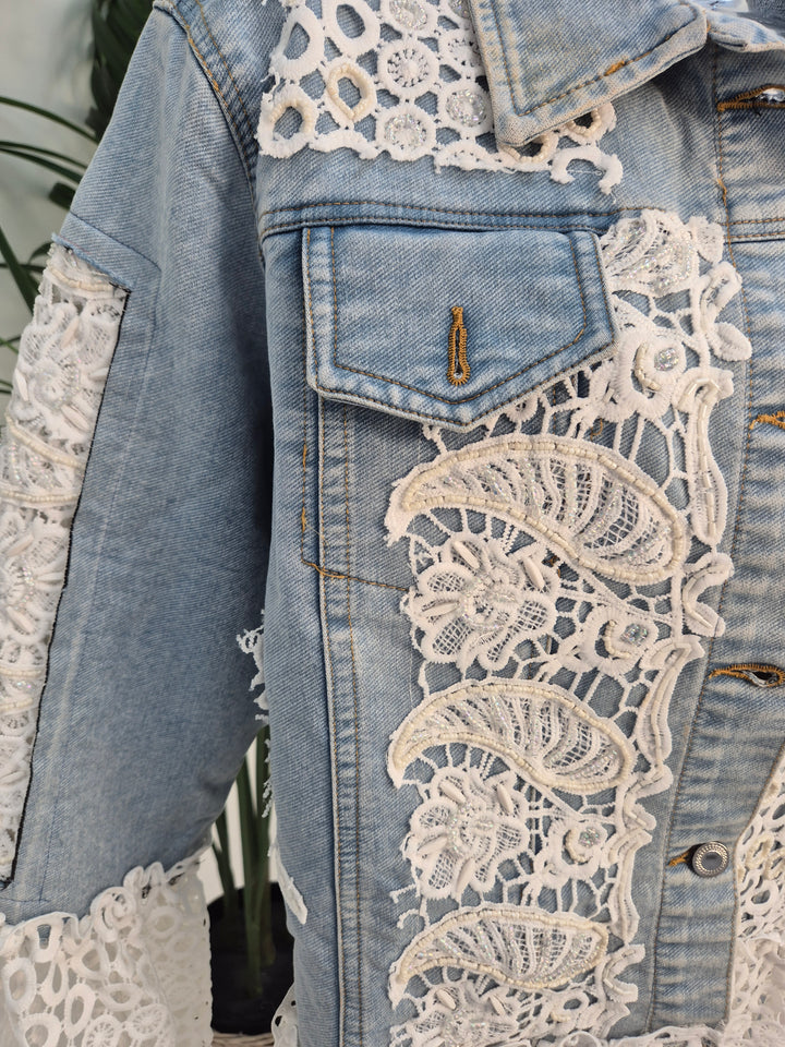 Lana Lacy Denim Jacket - Light Stonewashed (One Size, fitting from Size 10 up to 14)