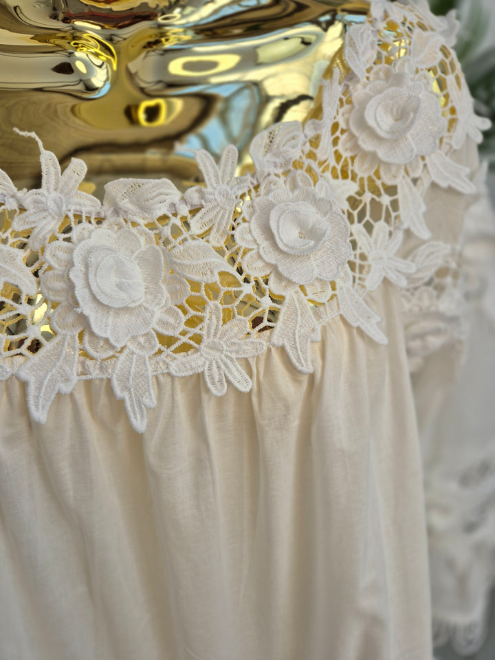 Santorini Bardot Top - White