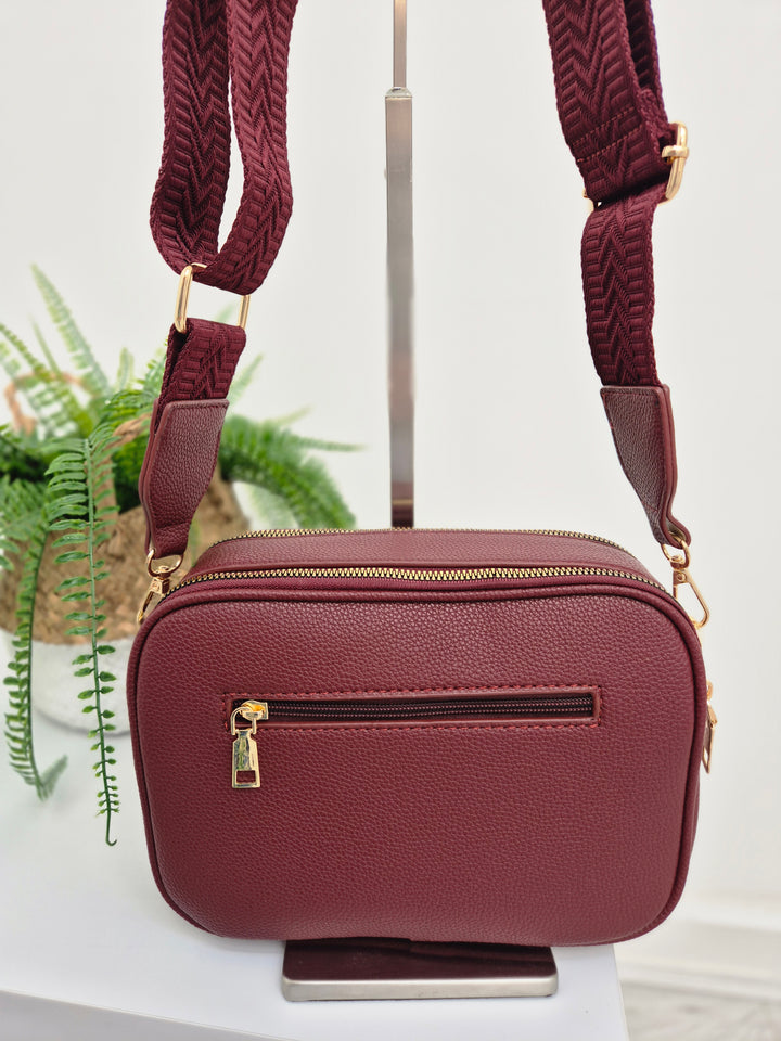 Diamond Quilted Bag - Wine (Gold Tone)