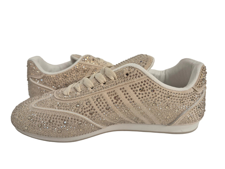 Marbella Sparkly Crystal Trainers - Beige (choose your Size)