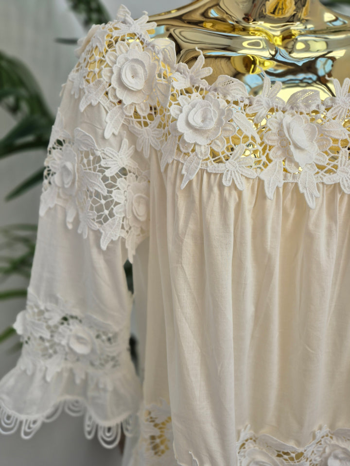 Santorini Bardot Top - White