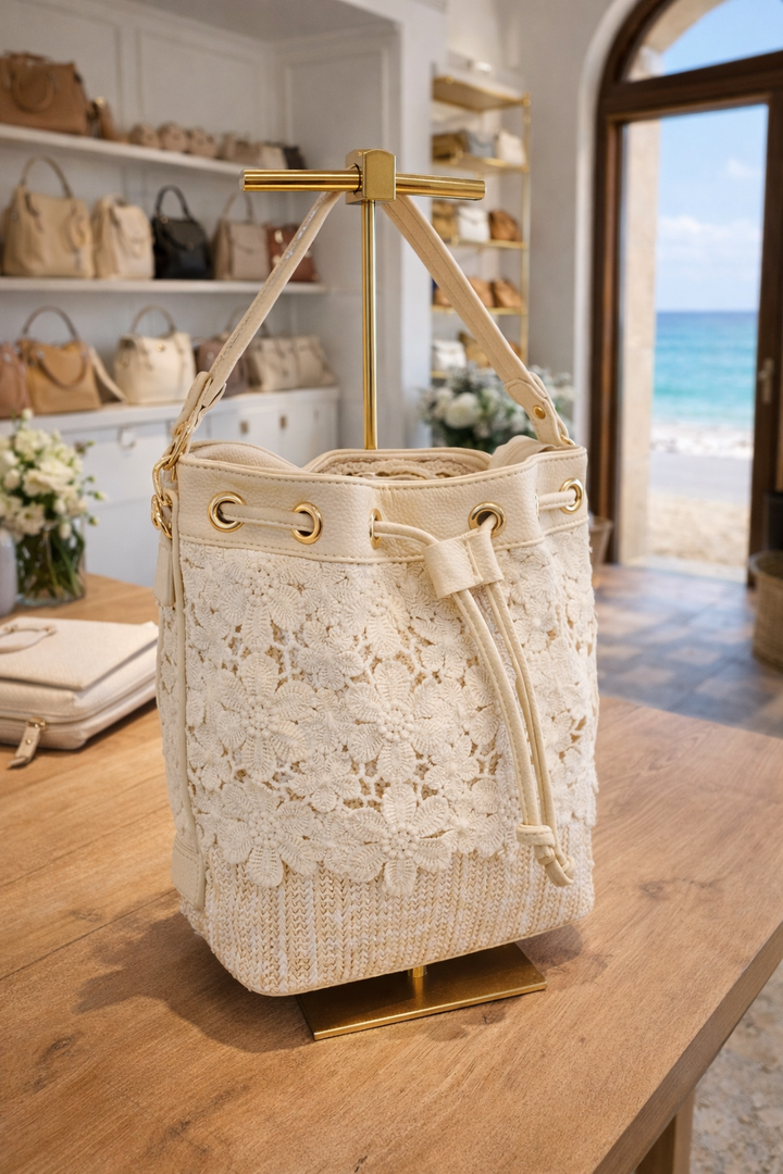 Lace Bucket Bag - Cream