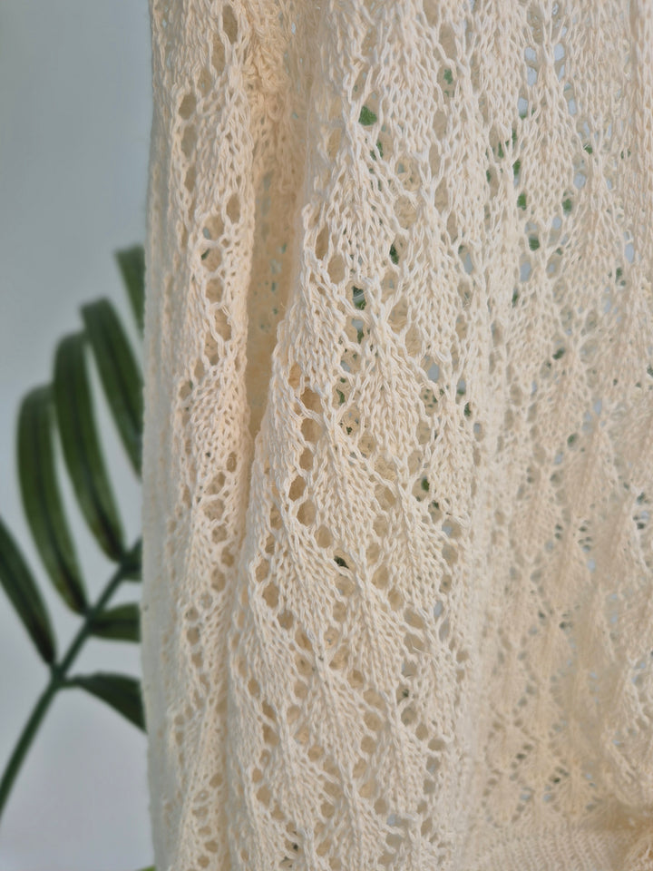 Crochet Tie Bolero/Shrug/Cardigan - Beige - (One Size, fits from Size 8/10 up to Size 14/16)