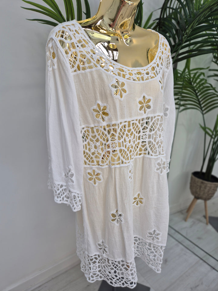 Boho Crochet Beach Dress/Top - White