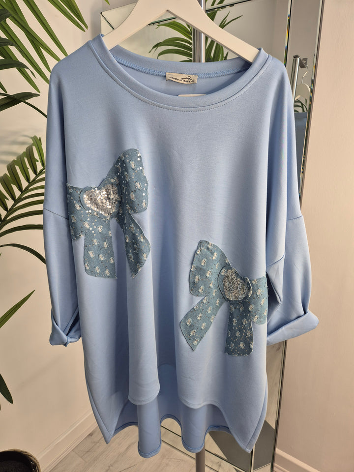Bethany Bow Slouchy Top - (choose your Colour) (Oversized fitting from Size 14 up to Size 18/20)