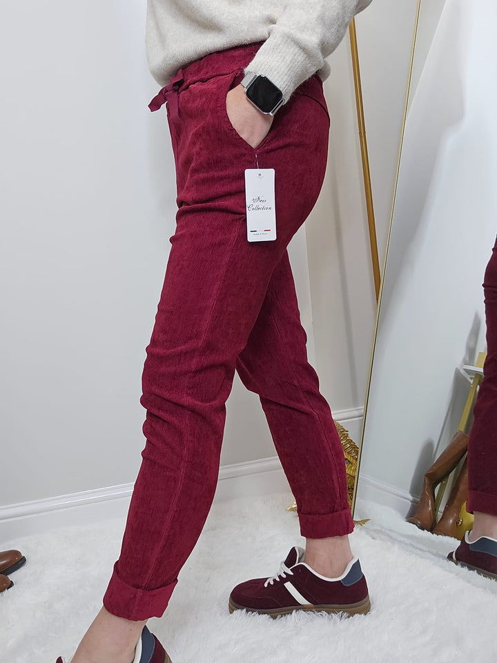Magic Superfine Cord Pants - Wine (One Size, fits from Size 10/12 to Size 16/18)
