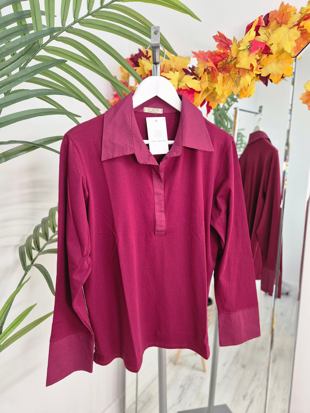 Lisa Layering Shirt (Stretch) - One Size - fits up to Size 18/20 - Wine