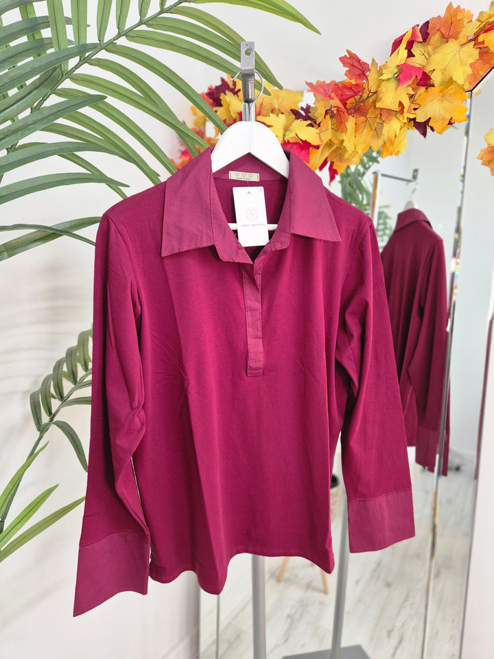 Lisa Layering Shirt (Stretch) - One Size - fits up to Size 18/20 - Wine