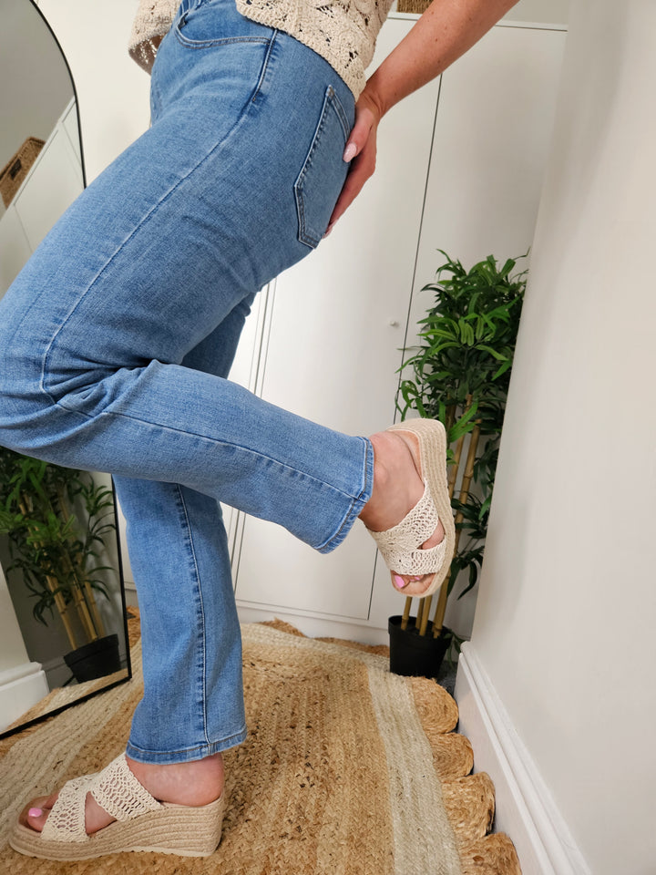 Emily Elasticated Waist Jeans - (choose your Size)