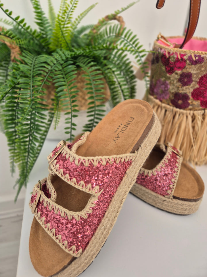 Marbella Sliders (Slip On) with Adjustable Buckles - Pink