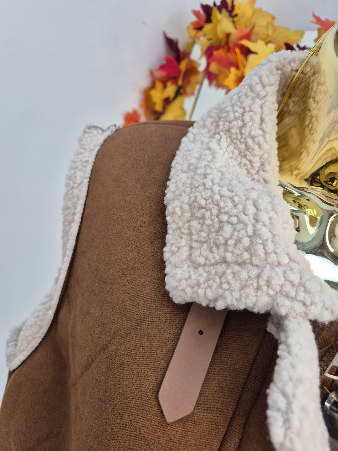 Borg Gilet with Zip - Tan (One Size fitting from Size 12 up to Size 16)