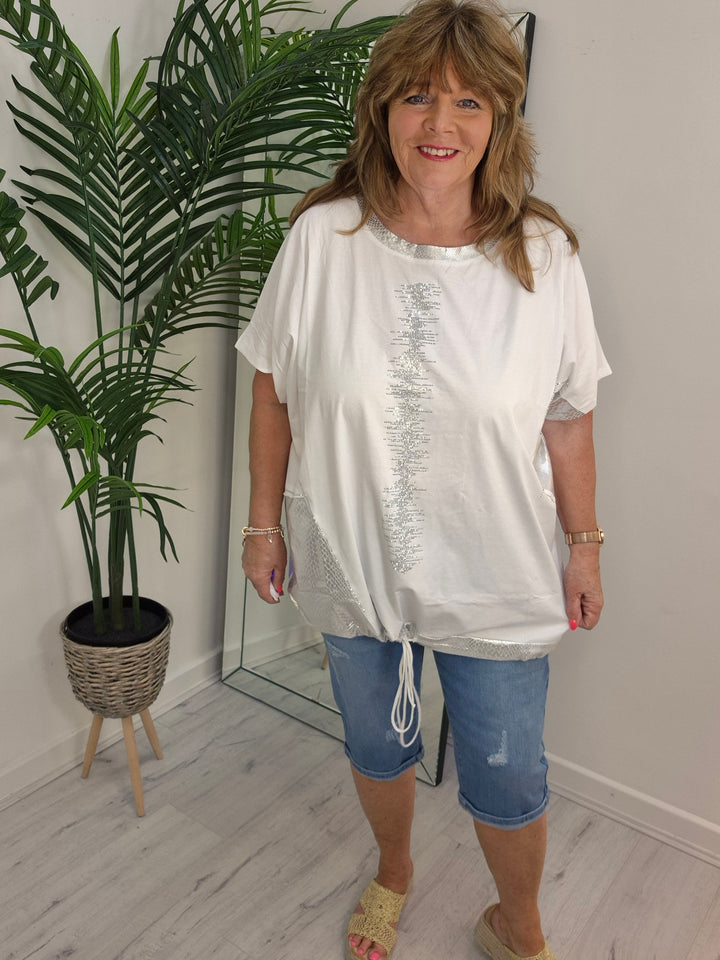 Crystal Tie Fronted Top - (choose your Colour) - Curvy)