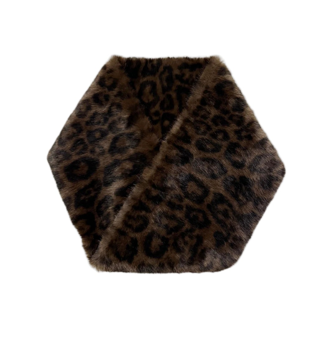 Oslo Faux Fur Infinity Snood - Chocolate Leopard