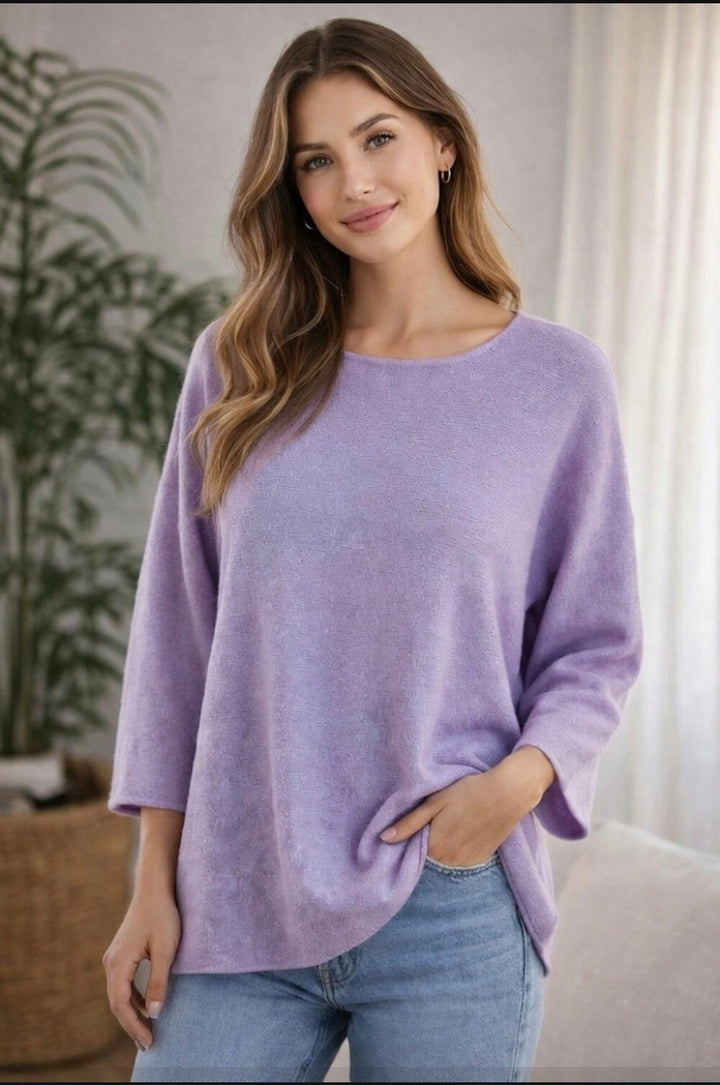 Super Soft Knit Jumper - Luscious Lilac (One Size/Curvy fits from Size 14 up to Size 18/20)