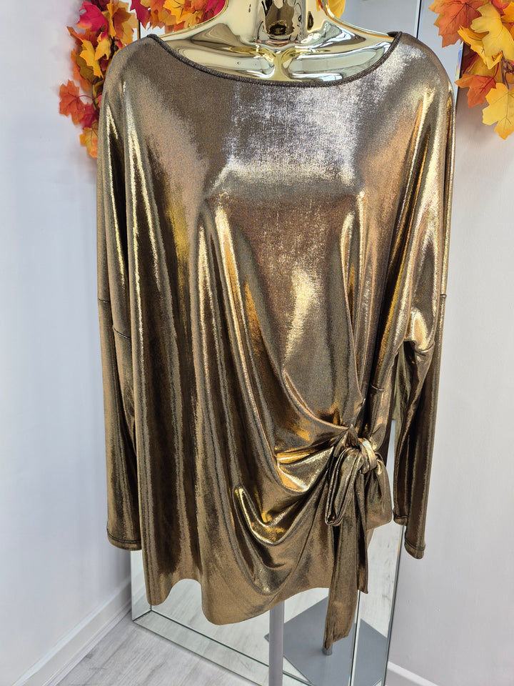 Metallic Tie Top (choose your Colour) - (One Size fitting from Size 14/16 up to Size 20)