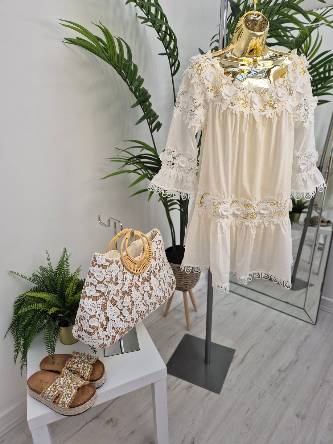 Santorini Bardot Top - White