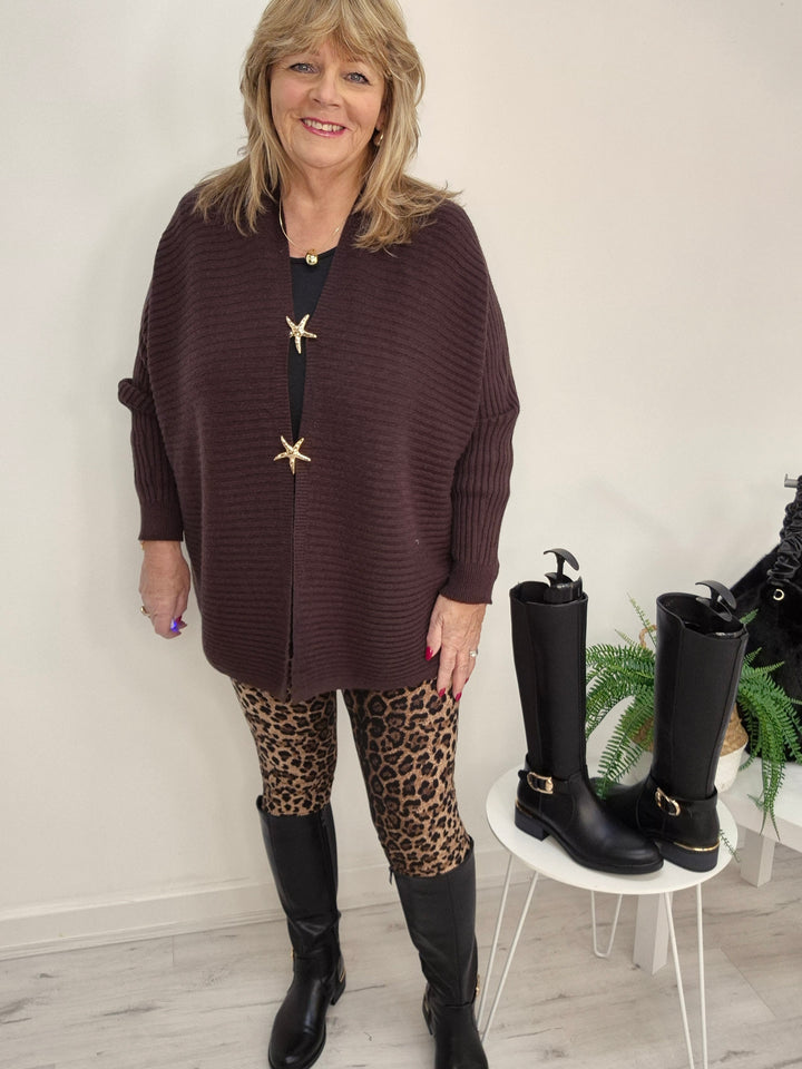 Starfish Super Soft Cardigan - Chocolate (Oversized, fits from Size 12/14 to Size 18)