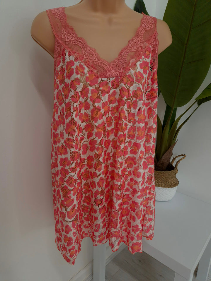 Linzi Lace (Floral) Cami Top (Curvy) - (choose your Colour)