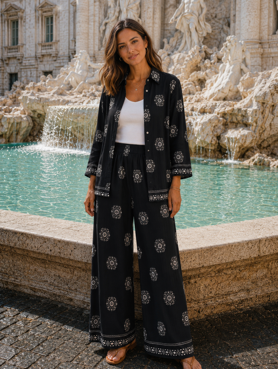 Bromley Co-ord Two Piece Set - (choose your Size) - Black/White