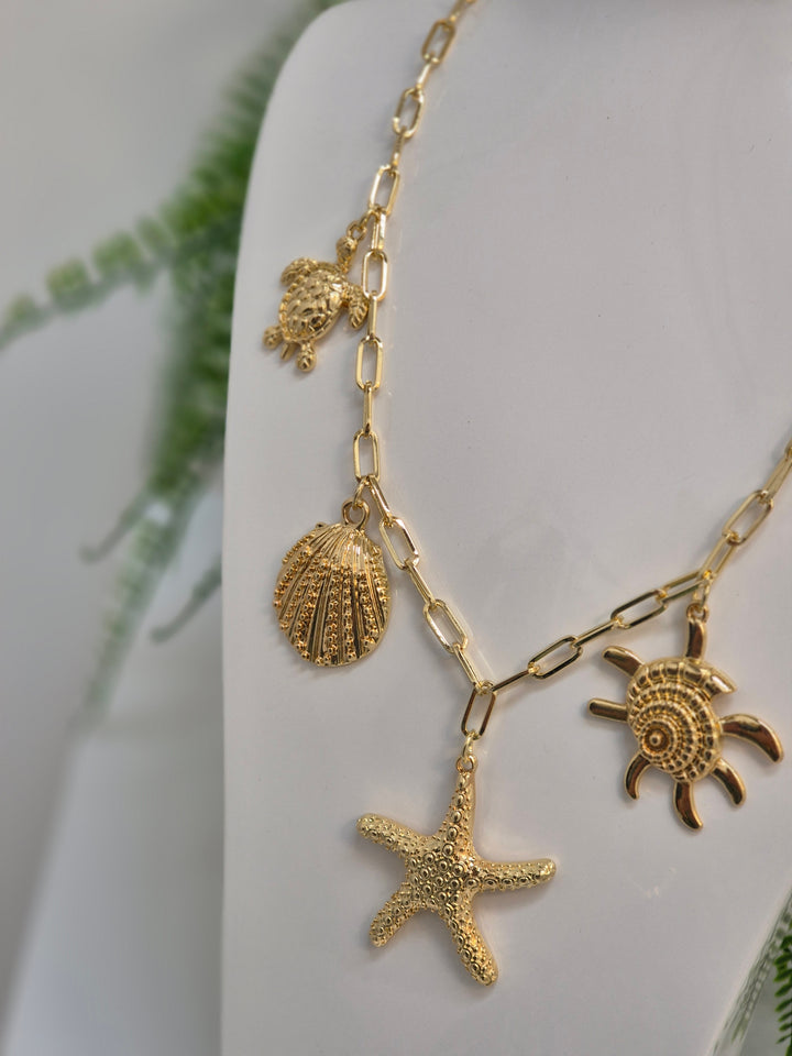 Beach Life Necklace (Gold Tone)