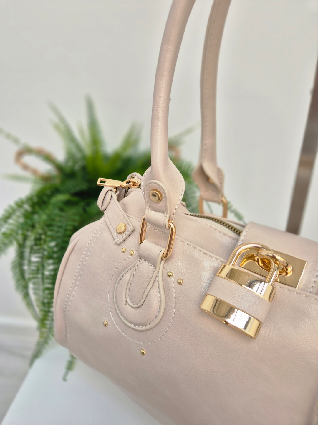 Mia Faux Leather Bag - Beige