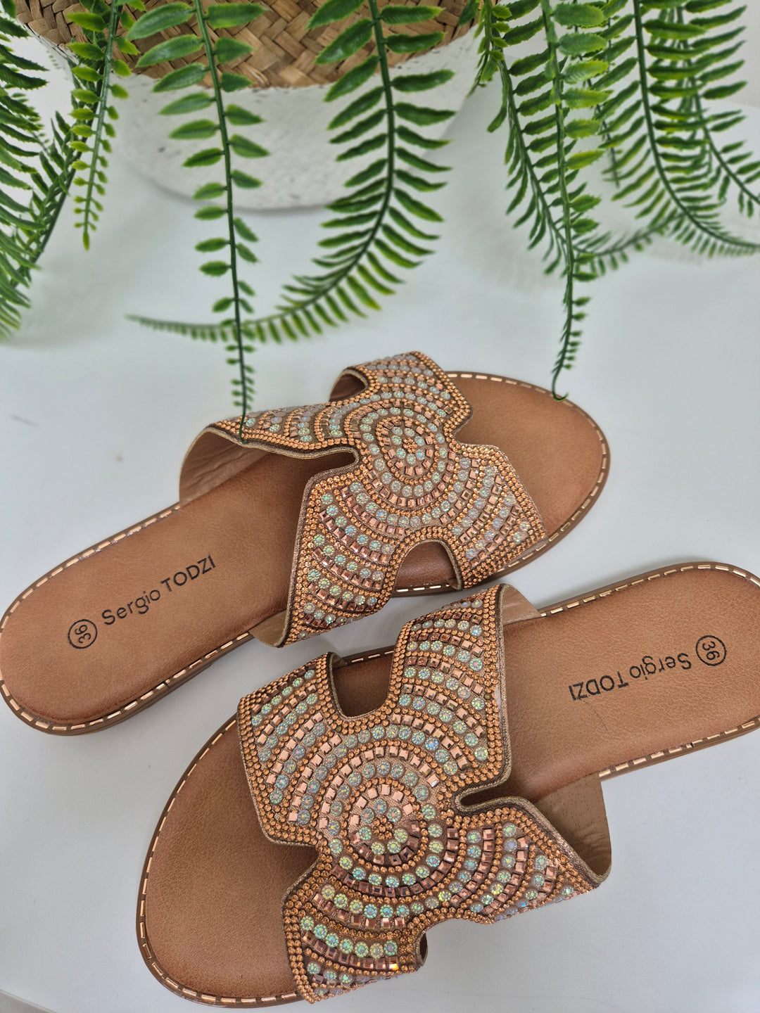 Marbella Sparkly Slip On Sliders - (choose your Size)