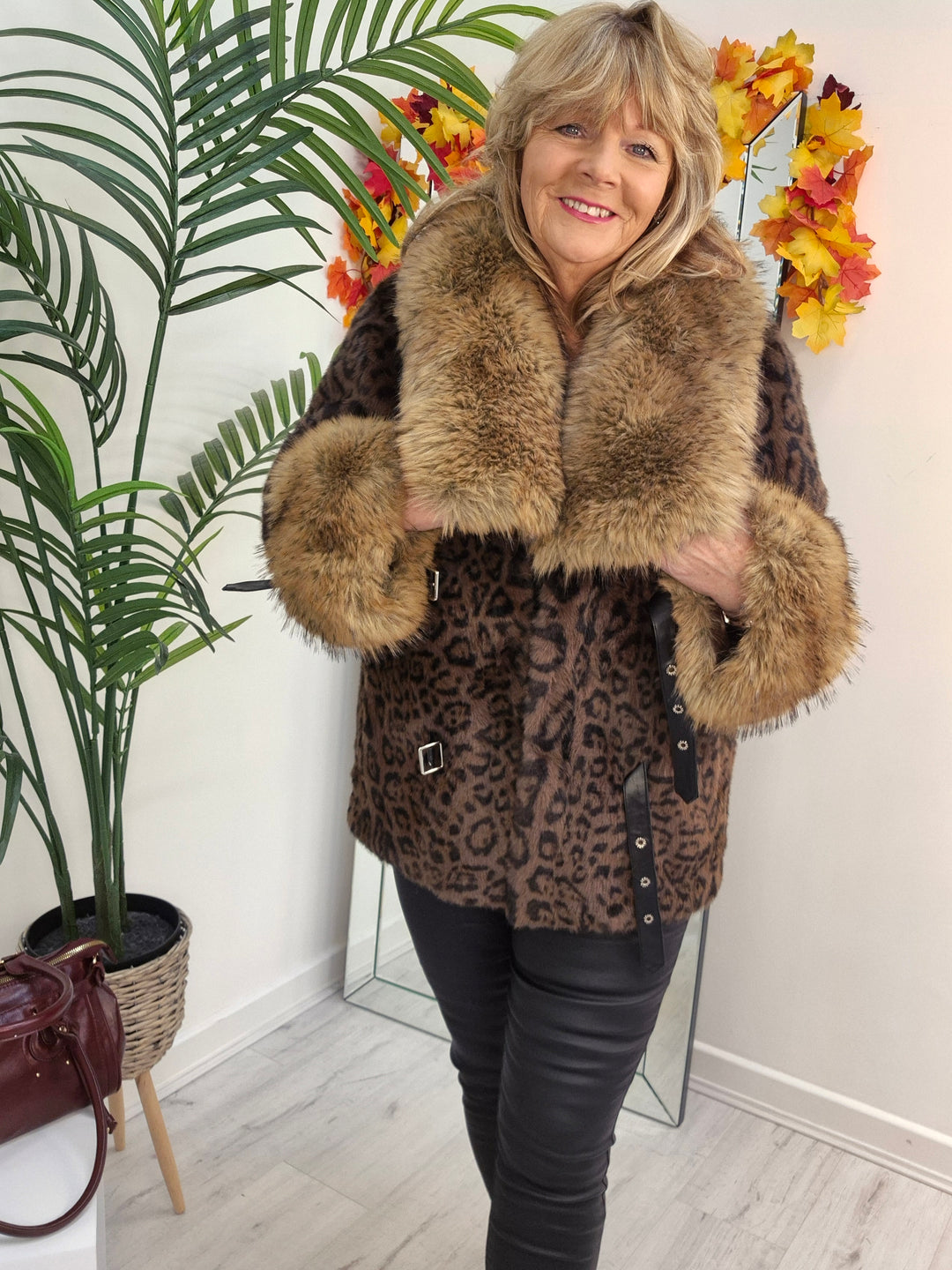 Oslo Faux Fur Jacket with Shawl Collar & Cuffs (One Size - fits from 12 up to Size 18)
