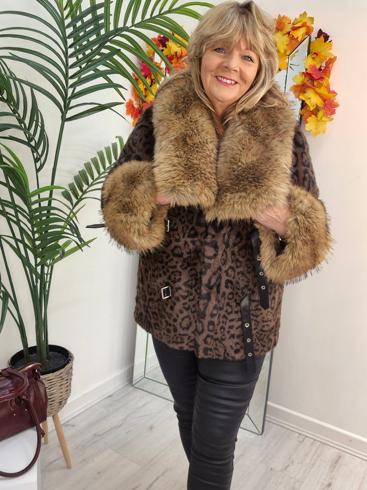 Oslo Faux Fur Jacket with Shawl Collar & Cuffs (One Size - fits from 12 up to Size 18)
