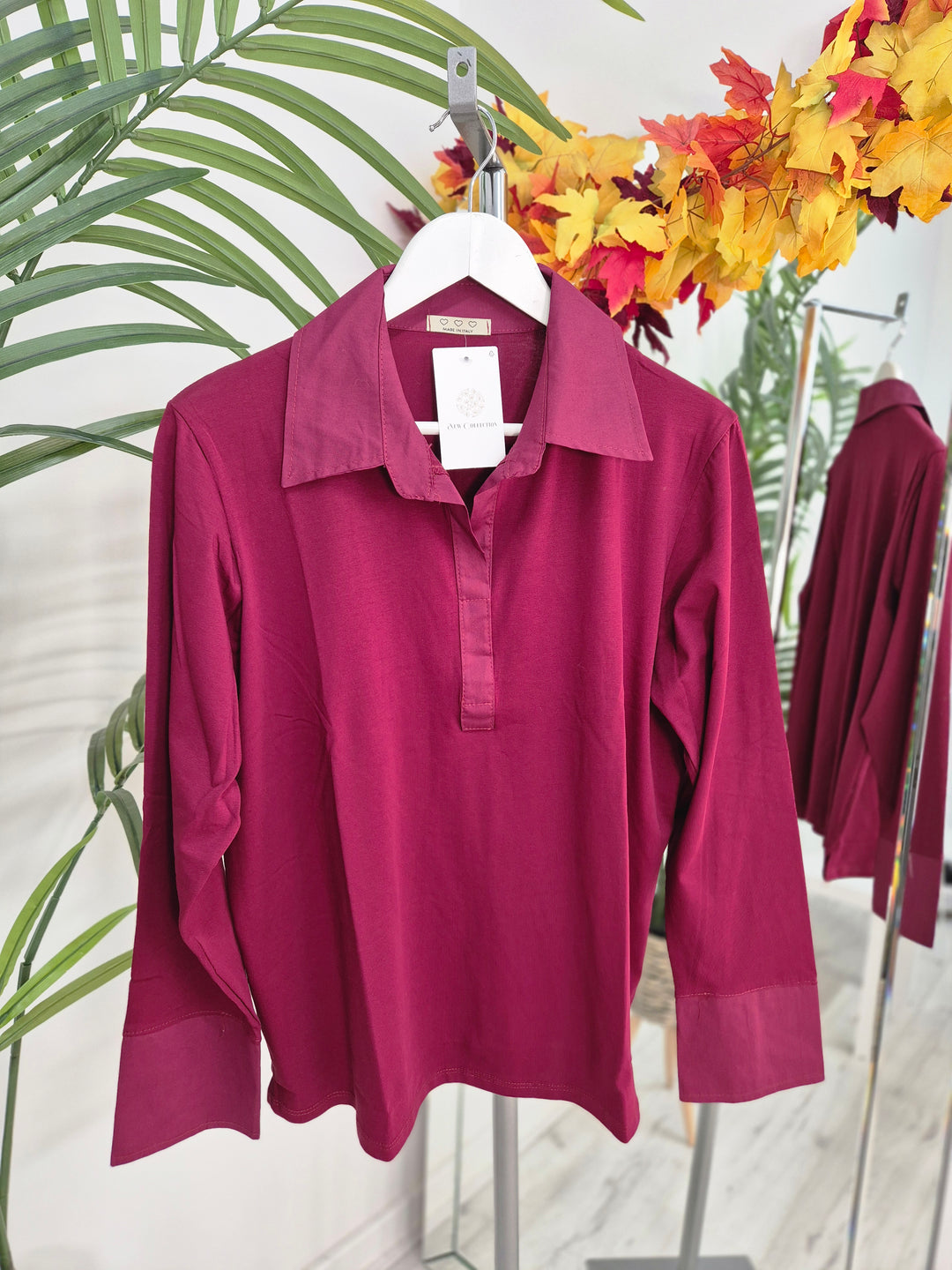 Lisa Layering Shirt (Stretch) - One Size - fits up to Size 18/20 - Wine