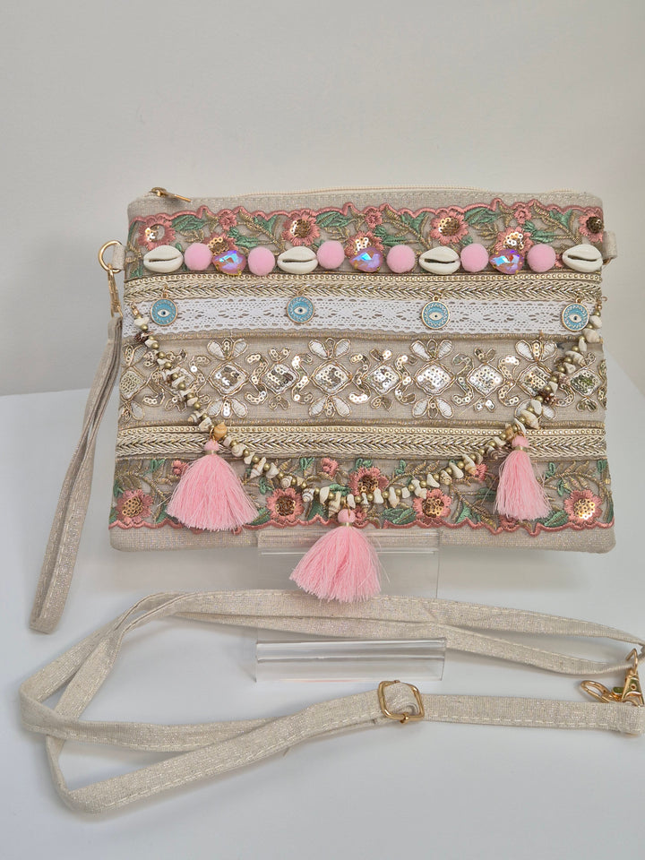 Maldives Wristlet Clutch Bag - Pink/Gold