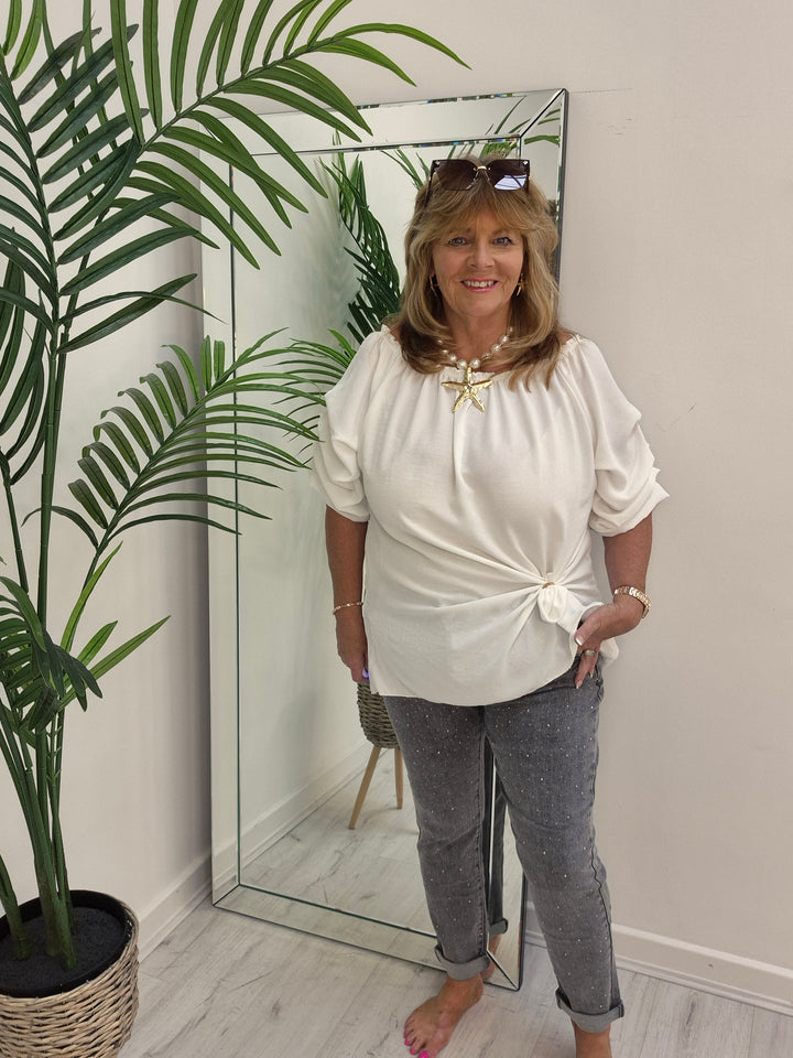 Aurora Sparkly G Smack Mom Jeans - Grey Stonewash (choose your Size)