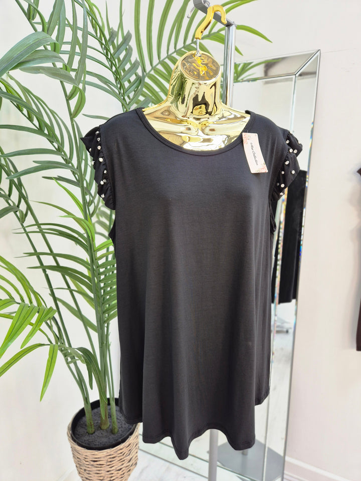 Crystal Sleeve Tee Shirt (choose your Colour) (One Size/Oversized, fits up to Size 18)