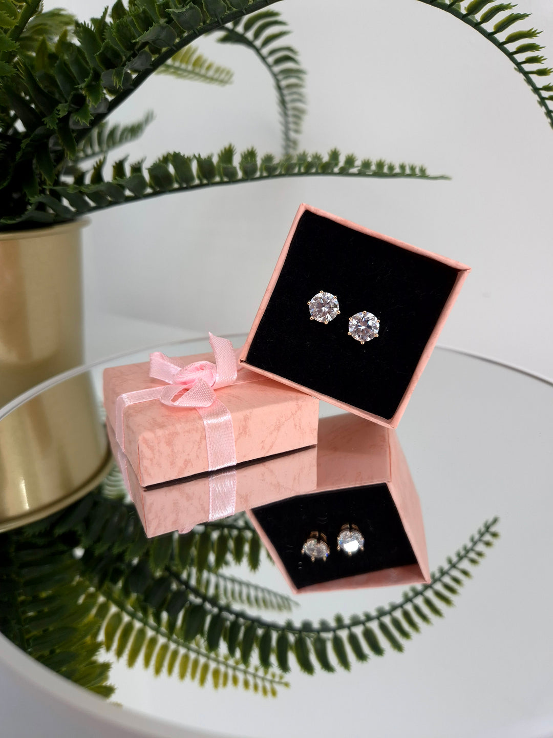 Crystal Stud Earrings - Gold Tone (Pierced)