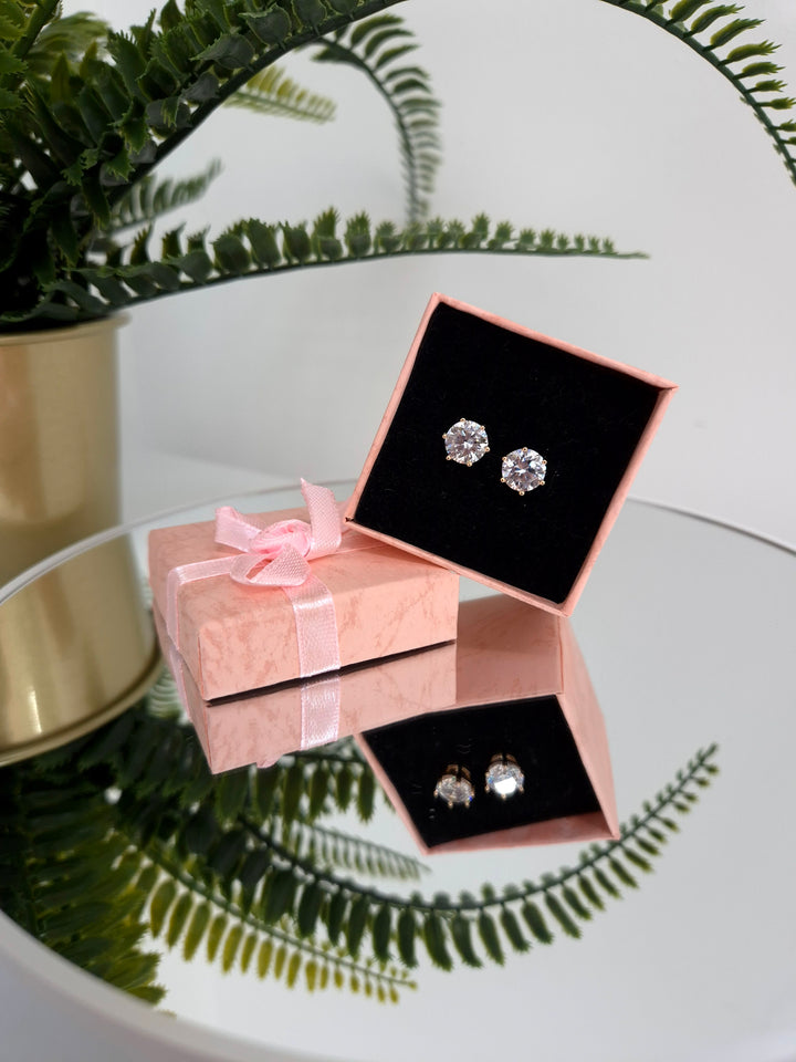 Crystal Stud Earrings - Gold Tone (Pierced)