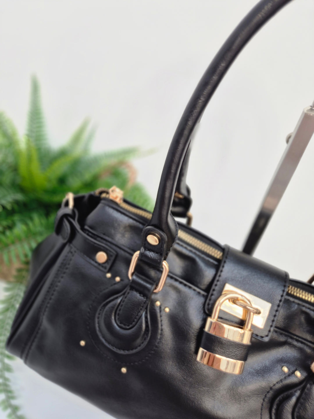 Mia Faux Leather Bag - Black