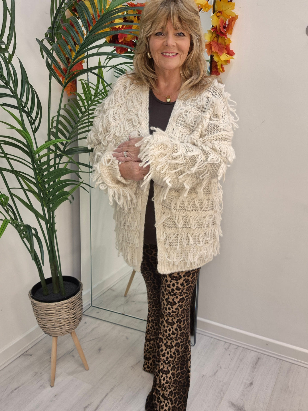 Shaggy Cardigan (Oversized) Long Length - Cream