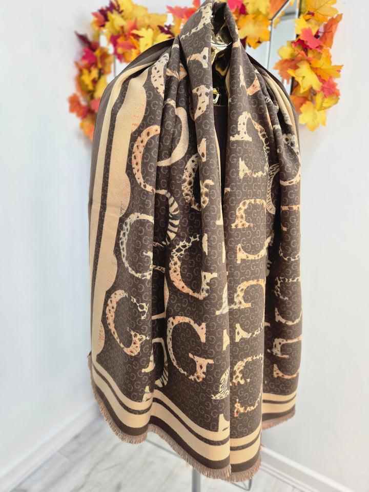 Gina Oversized Fringed Scarf - Chocolate