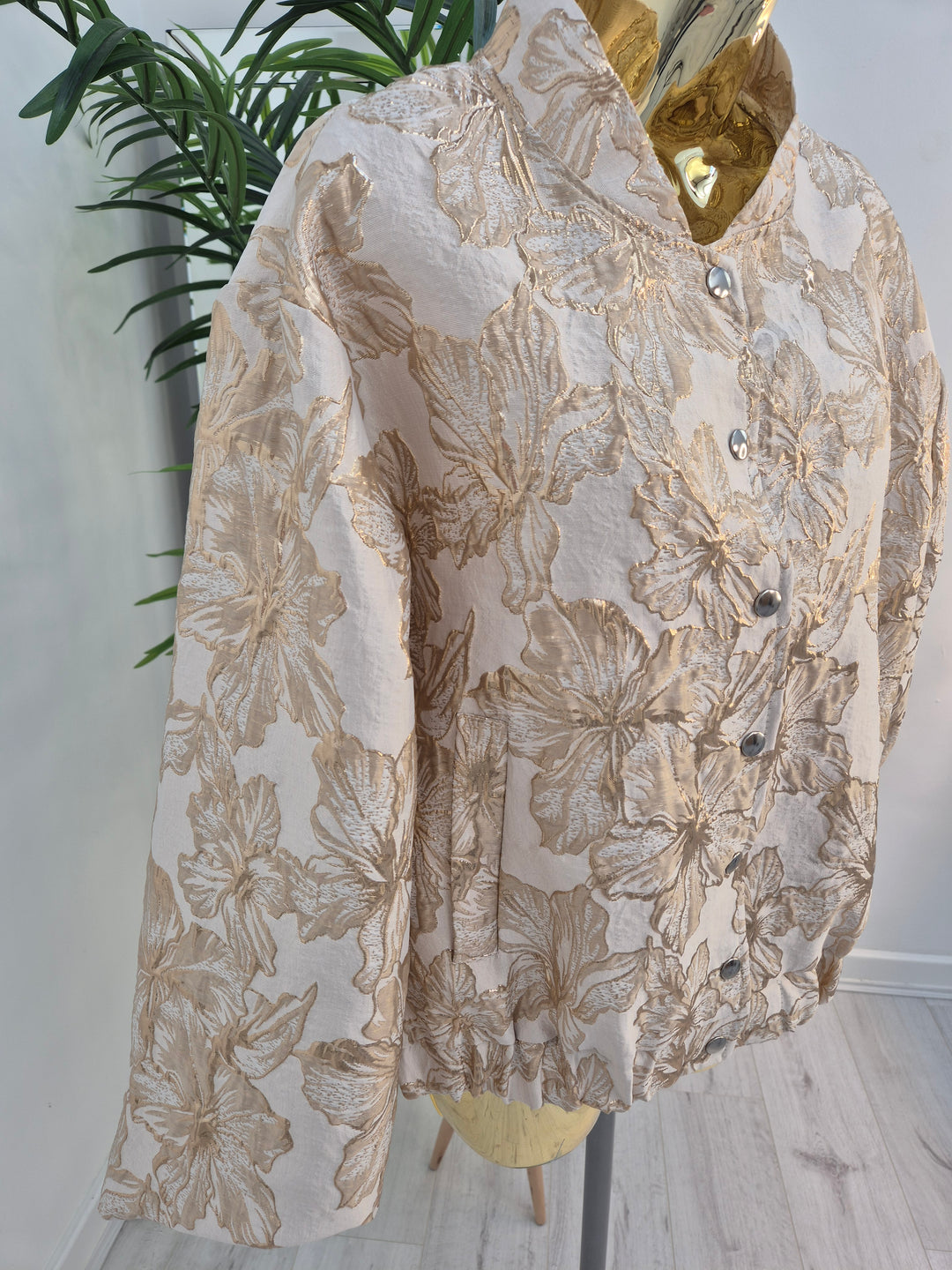 Emma Embossed Jacket - Gold Metallic (One Size, fitting from Size 10/12 up to Size 16/Small Size 18)