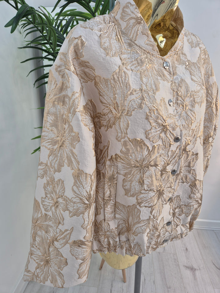 Emma Embossed Jacket - Gold Metallic (One Size, fitting from Size 10/12 up to Size 16/Small Size 18)