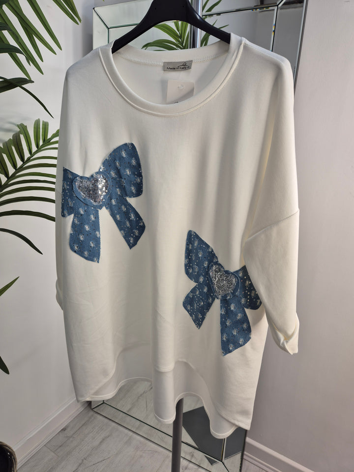 Bethany Bow Slouchy Top - (choose your Colour) (Oversized fitting from Size 14 up to Size 18/20)