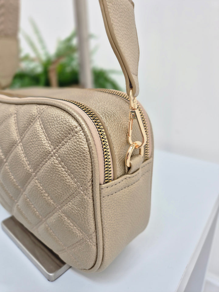 Diamond Quilted Bag - Metallic Gold (Gold Tone)