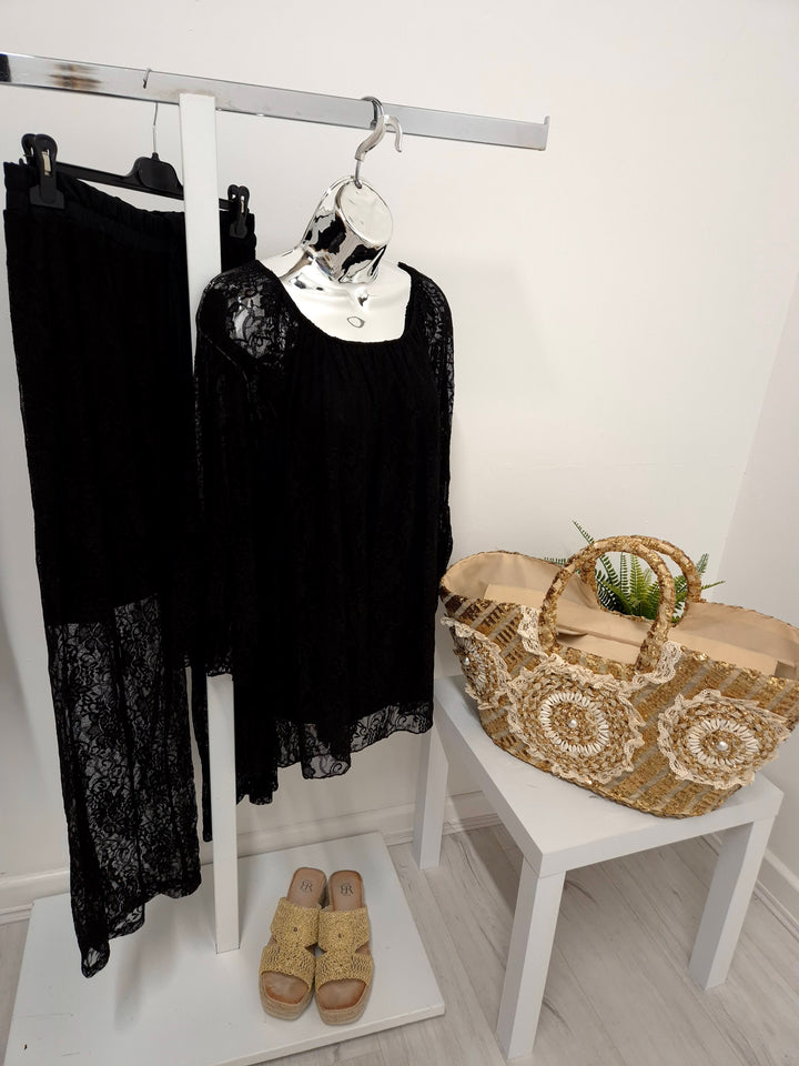 Florence Lace Bardot Co-ord Set - (choose your Colour) - (Curvy)