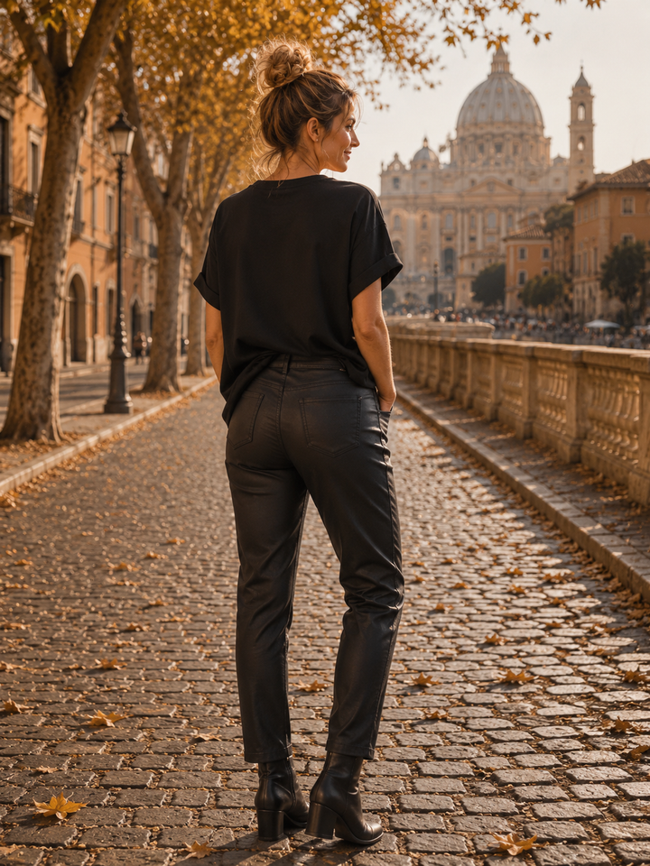 Matt PU Coated Jeans - Black (choose your Size)