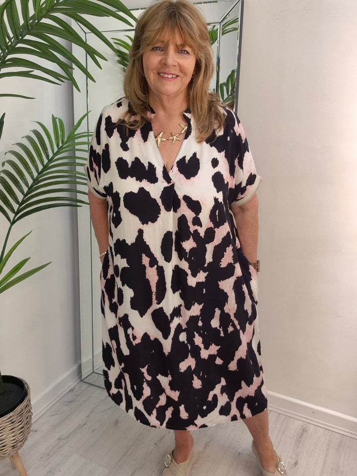 Leona Leopard Dress - (choose your Colour) (One Size/Curvy fitting from Size 14 to Size 20)