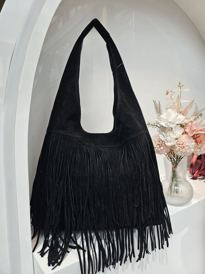 Nevada Fringed Bag - Large Size - Black